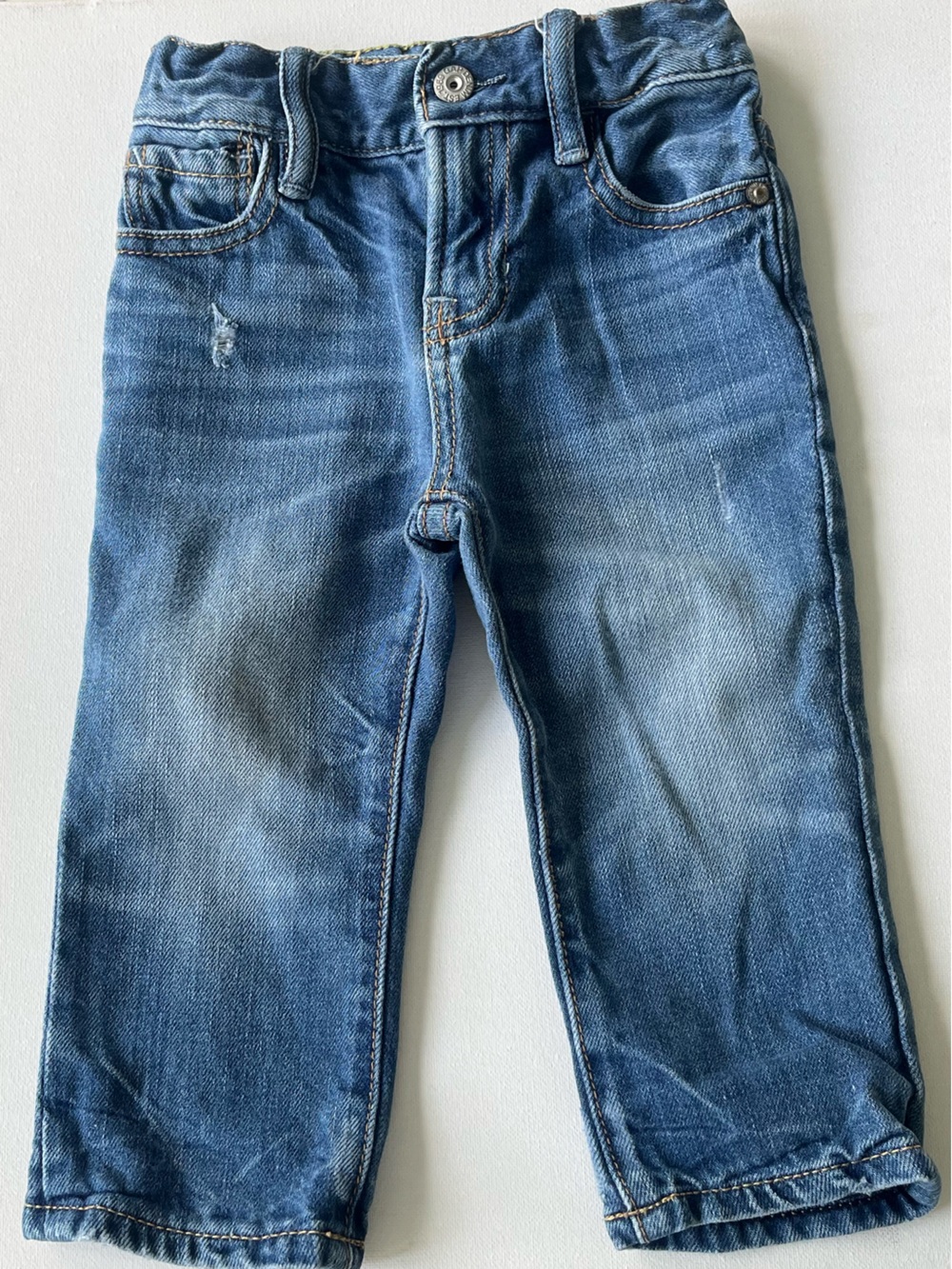 GAP Baby Blue Faded Denim Jeans Adjustable Waist 12-18 Months